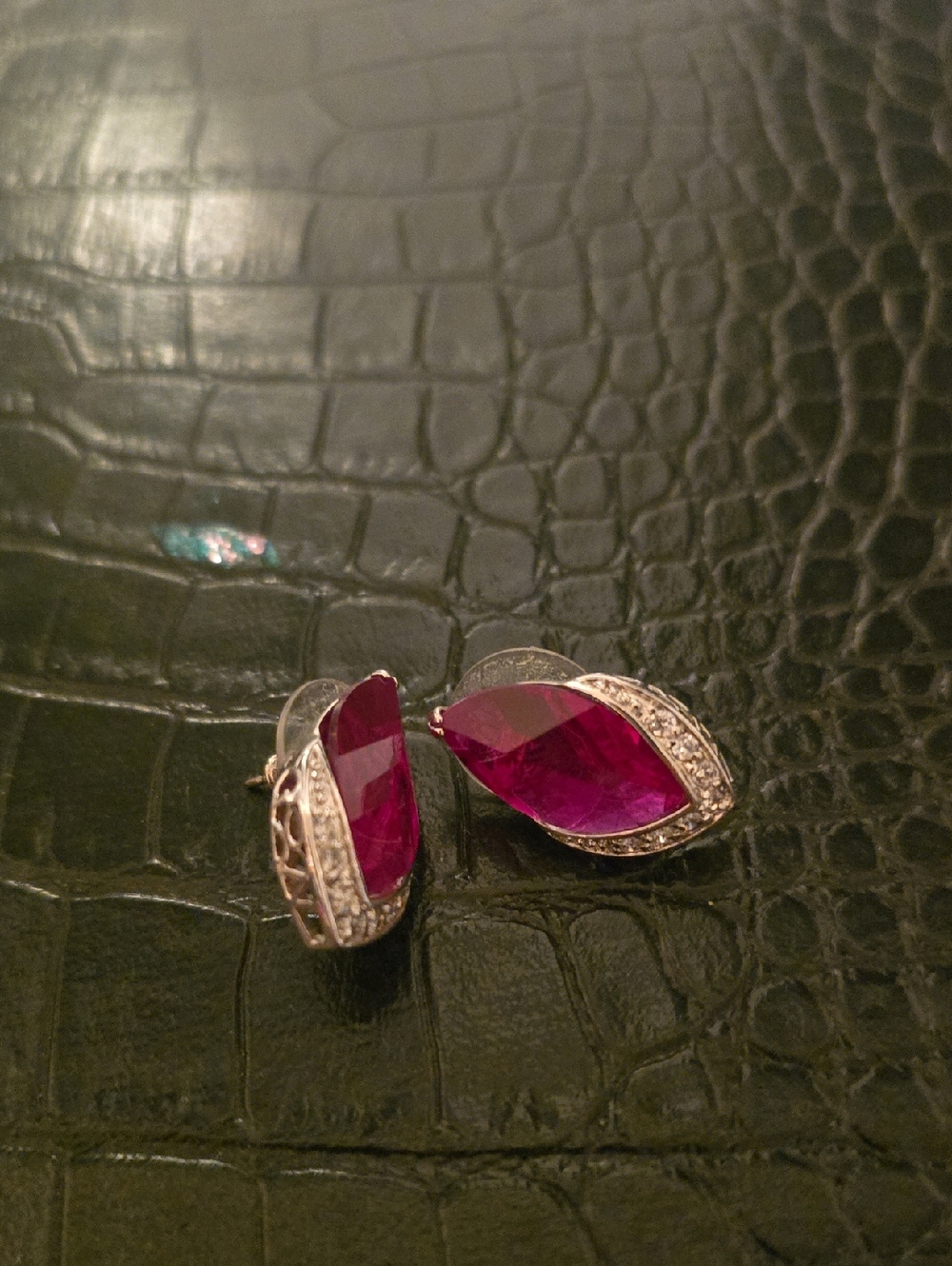 Feminine Pink Marquise Crystal Stud Earrings